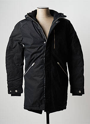Parka poignets bords-côtes a capuche noir JACK & JONES homme