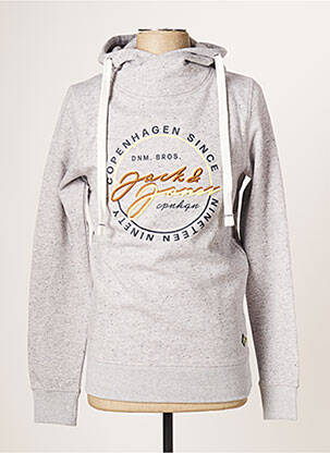 Sweat-shirt à capuche broderie manches courtes gris JACK & JONES homme