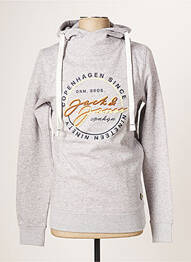 Sweat-shirt à capuche broderie manches courtes gris JACK & JONES homme