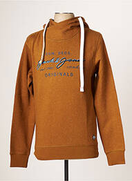 Sweat-shirt à capuche broderie manches longues marron JACK & JONES homme