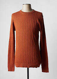Pull finition bords-côtes manches longues marron JACK & JONES homme