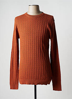 Pull finition bords-côtes manches longues marron JACK & JONES homme