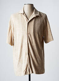 Chemise manches courtes col tailleur beige JACK & JONES homme