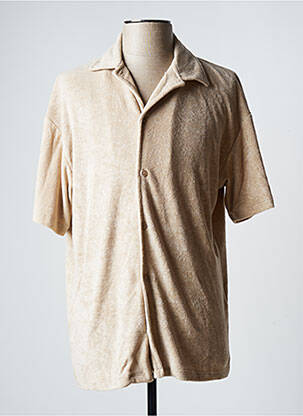 Chemise manches courtes col tailleur beige JACK & JONES homme