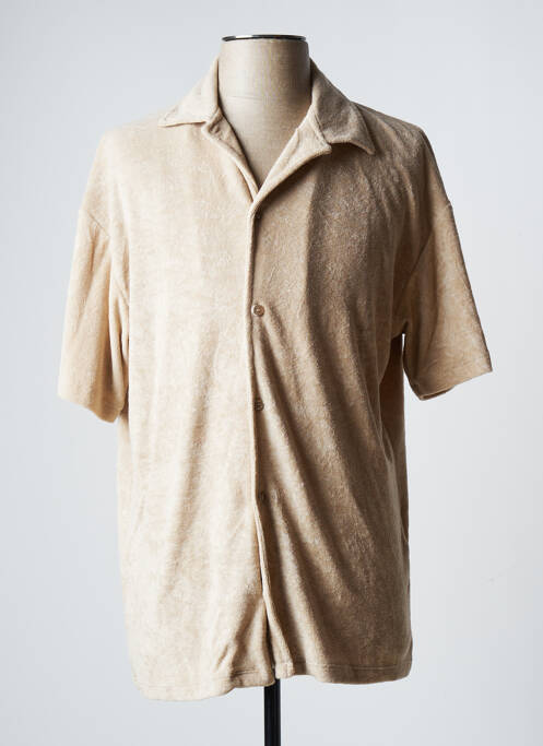 Chemise manches courtes beige JACK & JONES pour homme