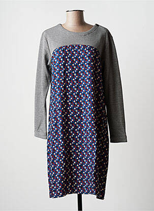 Robe mi-longue manches longues manches longues bleu THALASSA femme