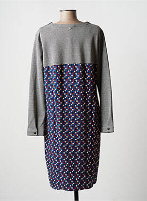 Robe mi-longue manches longues manches longues bleu THALASSA femme