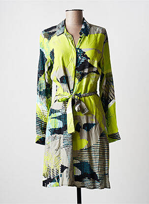 Robe courte manches longues manches longues vert GEISHA femme