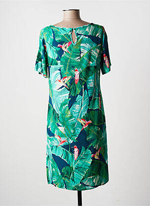 Robe mi-longue manches courtes manches courtes vert GEISHA femme