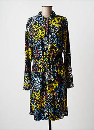 Robe mi-longue imprimé fleurs manches longues noir GARCIA femme
