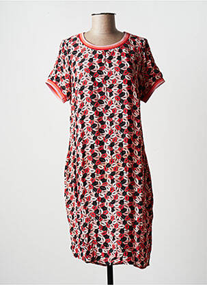 Robe mi-longue coupe fluide manches courtes rose GEISHA femme