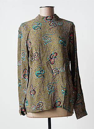 Blouse imprimé fantaisie manches longues vert GEISHA femme
