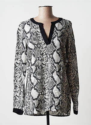 Blouse tissage popeline manches longues gris GEISHA femme