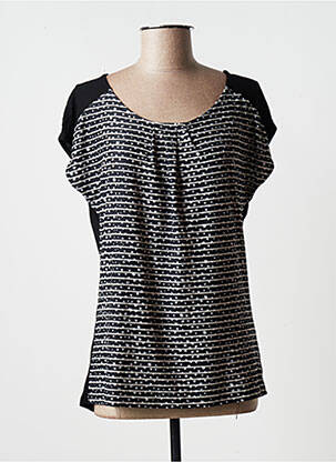 Top tissage jersey manches courtes noir GEISHA femme