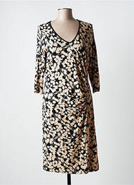 Robe mi-longue imprimé fleurs manches longues beige OLSEN femme