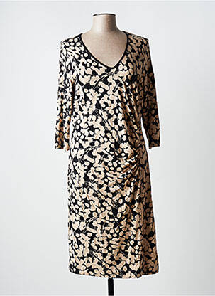 Robe mi-longue imprimé fleurs manches longues beige OLSEN femme
