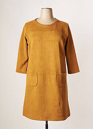 Robe mi-longue manches 3/4 manches 3/4 marron THALASSA femme