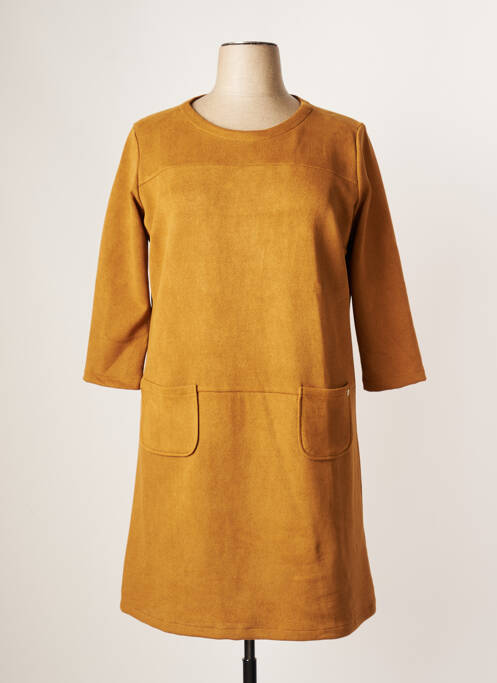 Robe mi-longue manches 3/4 manches 3/4 marron THALASSA femme
