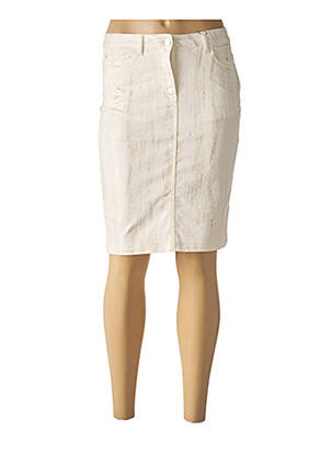 Jupe mi-longue coupe droite blanc JULIE GUERLANDE femme