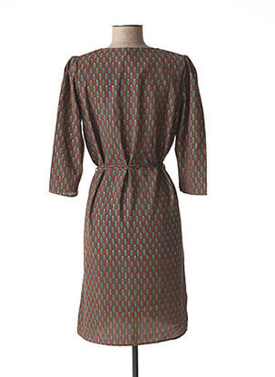 Robe mi-longue manches 3/4 manches 3/4 marron C'EST BEAU LA VIE femme