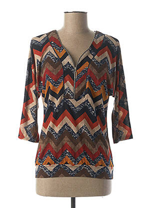 Blouse imprimé fantaisie manches 3/4 marron DIANE LAURY femme
