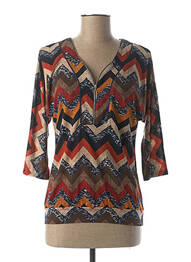 Blouse imprimé fantaisie manches 3/4 marron DIANE LAURY femme
