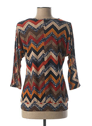 Blouse imprimé fantaisie manches 3/4 marron DIANE LAURY femme