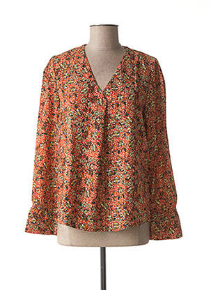 Blouse imprimé fantaisie manches longues orange C'EST BEAU LA VIE femme