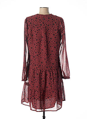 Robe mi-longue imprimé fleurs manches longues rouge MUSTANG femme