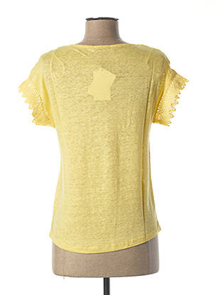 T-shirt col v manches courtes jaune JULIE GUERLANDE femme