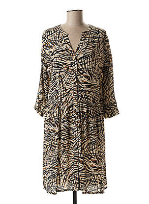Robe mi-longue manches 3/4 manches 3/4 marron JULIE GUERLANDE femme