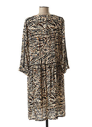 Robe mi-longue manches 3/4 manches 3/4 marron JULIE GUERLANDE femme