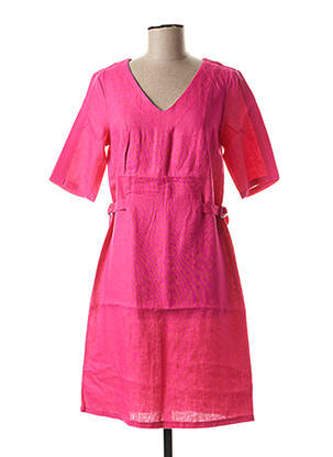 Robe mi-longue manches 3/4 manches 3/4 rose JULIE GUERLANDE femme
