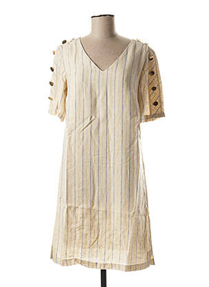 Robe mi-longue manches 3/4 manches 3/4 beige JULIE GUERLANDE femme