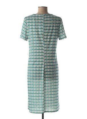 Robe mi-longue imprimé fantaisie manches courtes vert DIANE LAURY femme