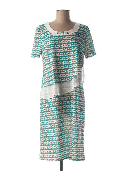 Robe mi-longue imprimé fantaisie manches courtes vert DIANE LAURY femme