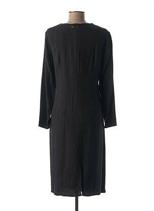 Robe mi-longue tissage crêpe manches longues noir MEXX femme