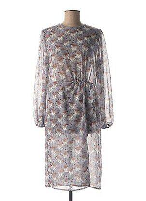 Robe mi-longue imprimé fantaisie manches longues gris MEXX femme