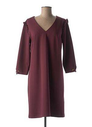 Robe mi-longue manches 3/4 manches 3/4 violet JULIE GUERLANDE femme