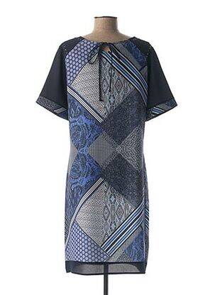 Robe mi-longue imprimé fantaisie manches courtes bleu DIANE LAURY femme
