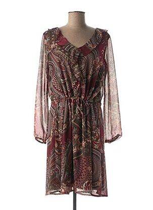 Robe mi-longue imprimé fantaisie manches longues rouge DIANE LAURY femme