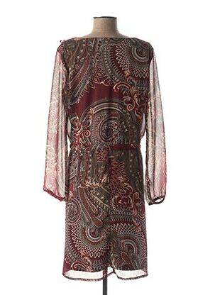 Robe mi-longue imprimé fantaisie manches longues rouge DIANE LAURY femme