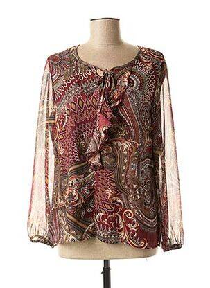 Blouse légère et transparente manches longues rouge DIANE LAURY femme