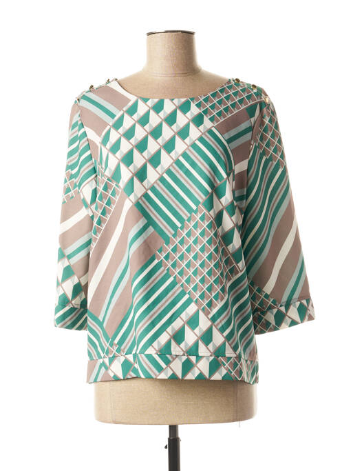 Blouse col rond manches 3/4 vert DIANE LAURY femme
