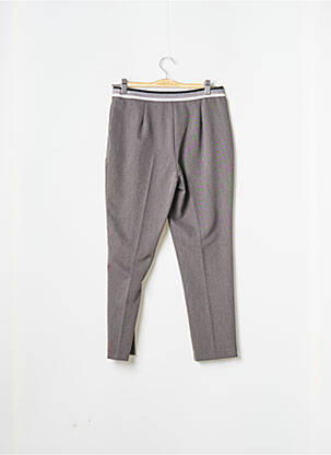 Pantalon 7/8 fermeture zippée sous rabat avec crochet taille normale gris JULIE GUERLANDE femme