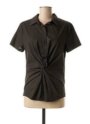 Blouse tissage popeline manches courtes noir MEXX femme