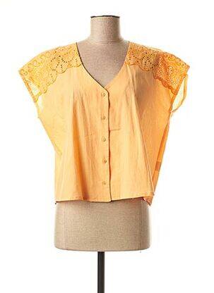 Chemisier tissage popeline manches courtes orange MEXX femme