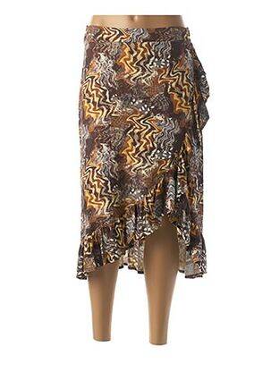 Jupe mi-longue fermeture zip latéral marron MEXX femme
