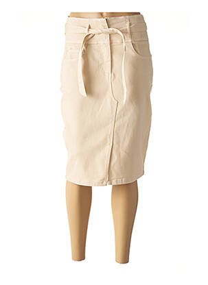 Jupe mi-longue taille haute beige JULIE GUERLANDE femme