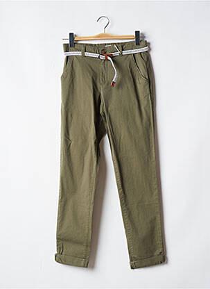 Pantalon chino fermeture zippée sous rabat boutonné taille normale vert C'EST BEAU LA VIE femme